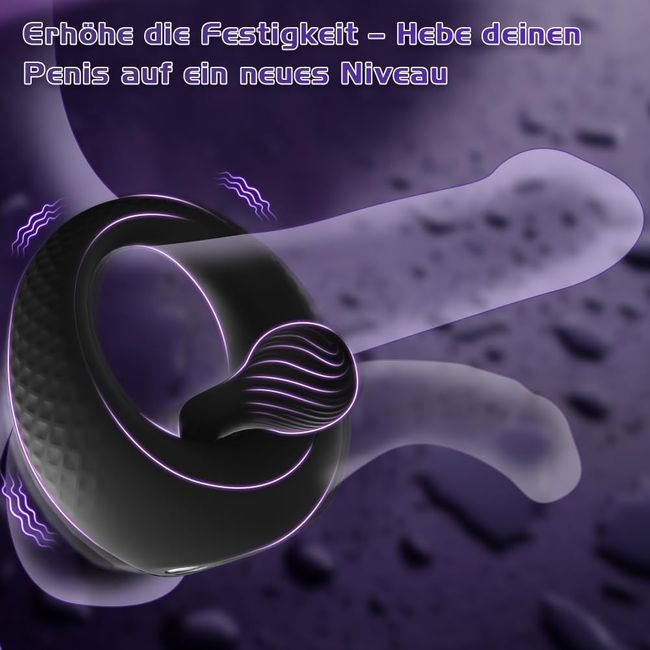YAWNSHE Penisring Vibrator mit 360° Verstellbarem Perlen