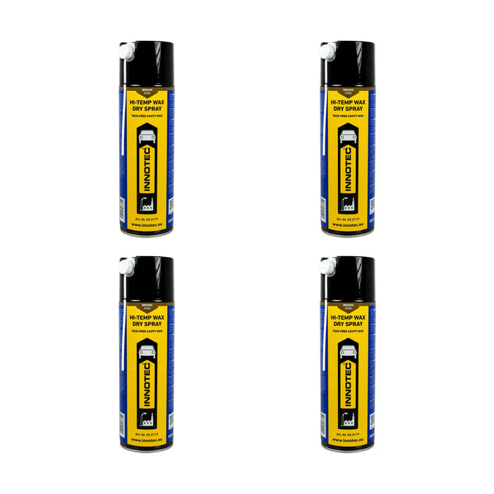 Innotec Hi-Temp Wax Dry Spray, Dunkelbraun – 500 ml · Aerosol, 4er-Set, Artikelnummer 1360-4