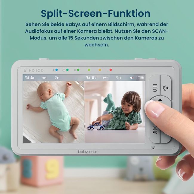 Babysense Babyphone HD 5 Zoll mit 2 Kameras
