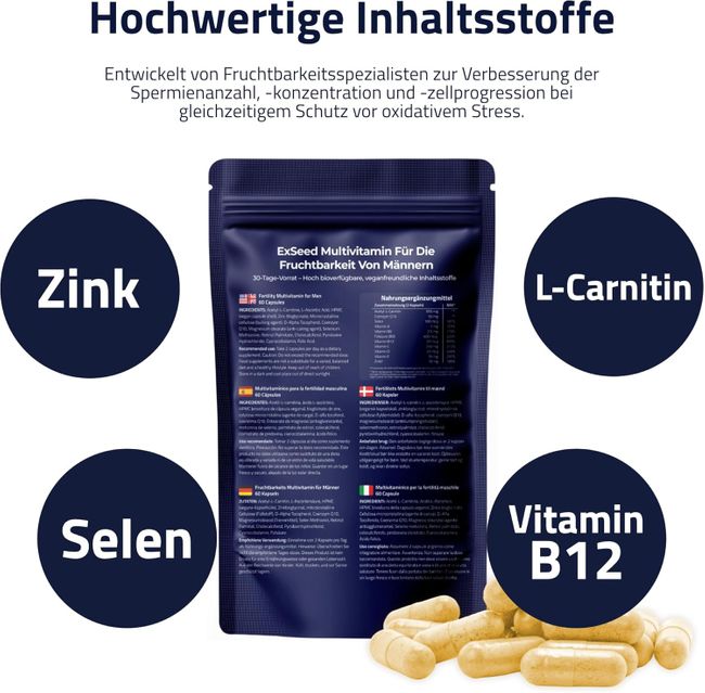 ExSeed  Fruchtbarkeits-Multivitaminpräparat für Männer