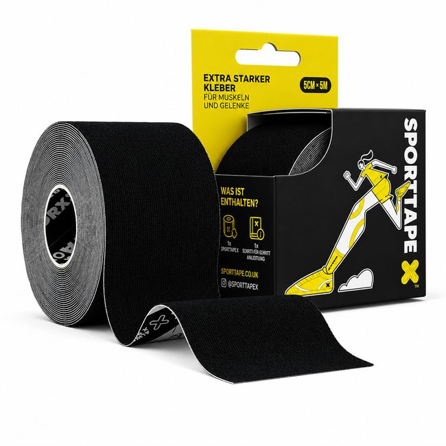 SPORTTAPE  Kinesiologie Tape 5cm x 5m Schwarz