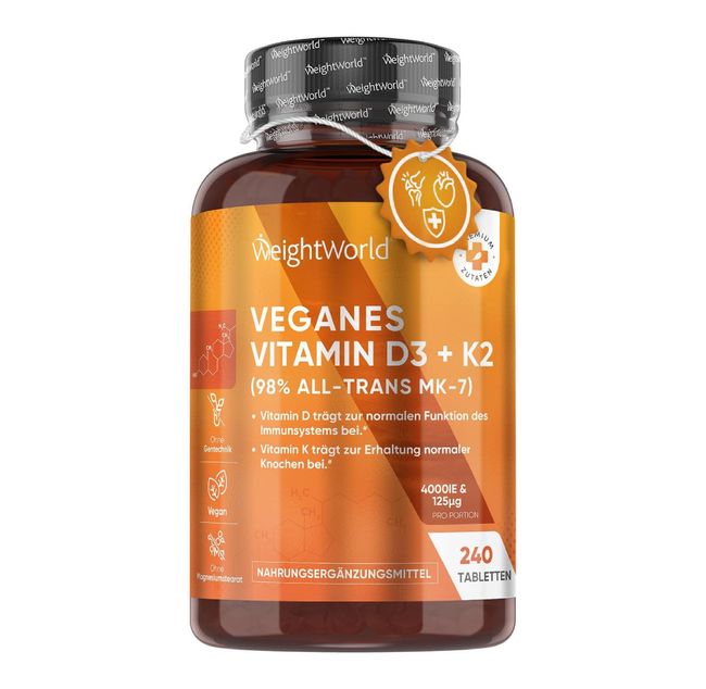 WeightWorld Vitamin D3 + K2 98% All-Trans K2 MK7