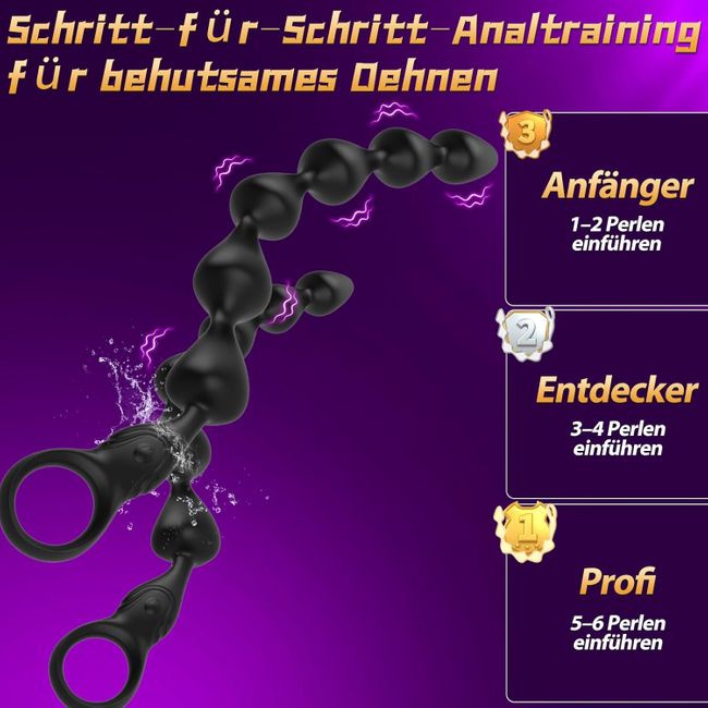Tagnaff Flüssigsilikon Analplug Analkugeln mit 10 Vibrationsmodi