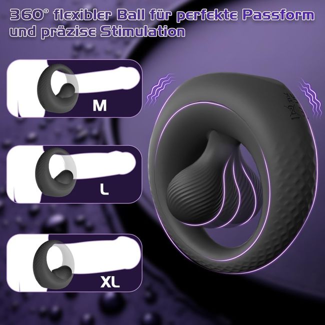 YAWNSHE Penisring Vibrator mit 360° Verstellbarem Perlen