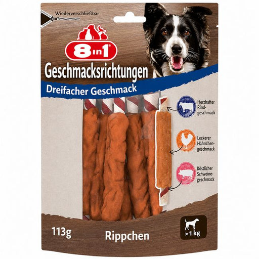 8in1 Triple Flavour Ribs Kaustangen für Hunde