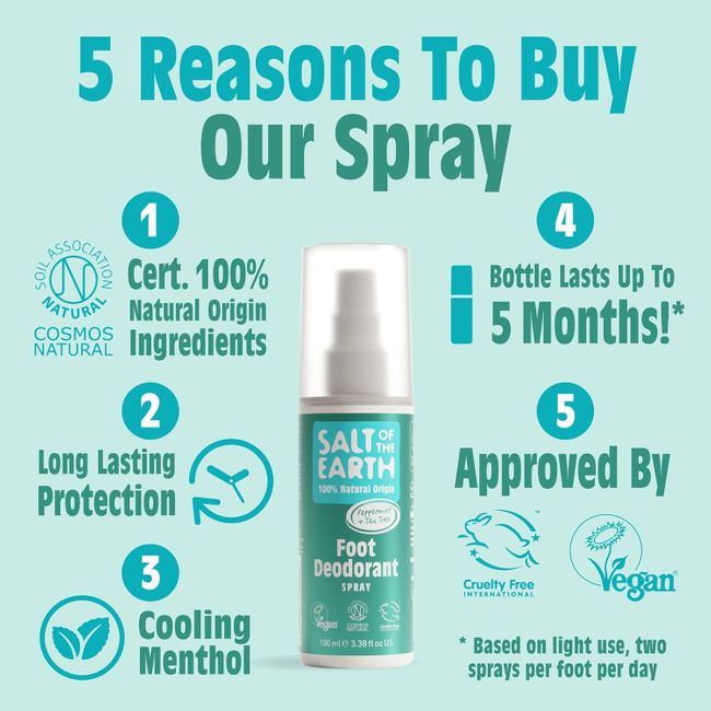Salt of the Earth natürliches Fußdeodorant-Spray, kühlendes Menthol