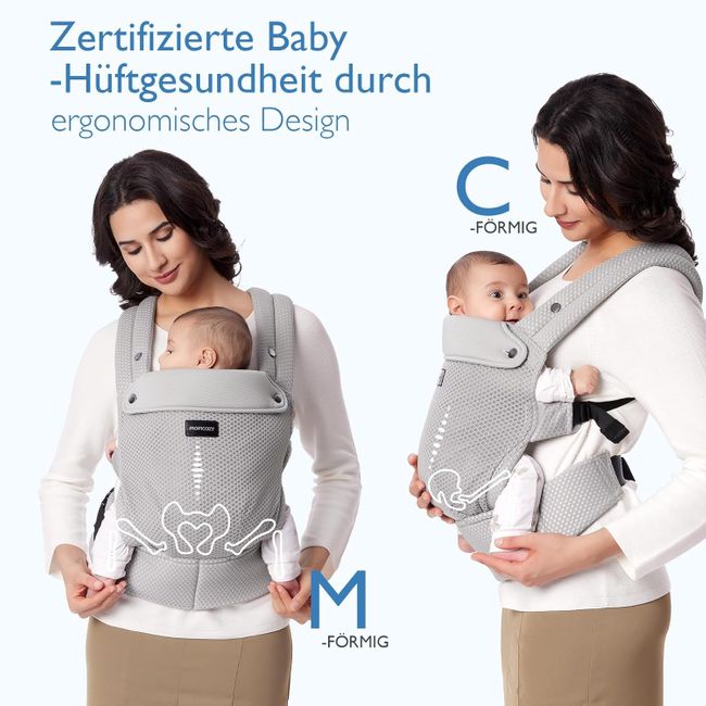 Momcozy Baby Trage - Leichte & Atmungsaktive Netz Air Mesh-Grau