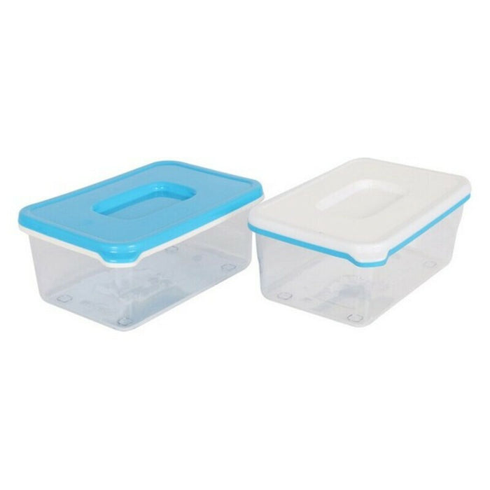 Lunchbox White & Blue rechteckig Lang