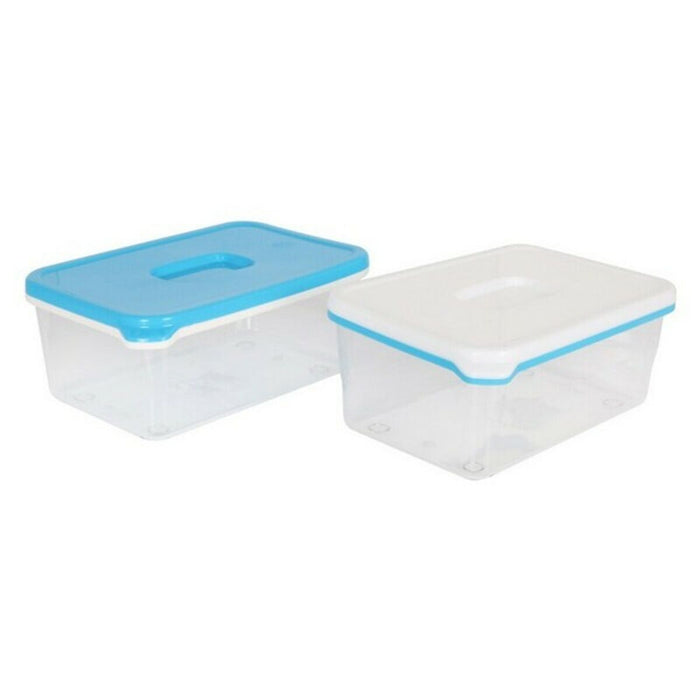 Lunchbox White & Blue rechteckig Lang
