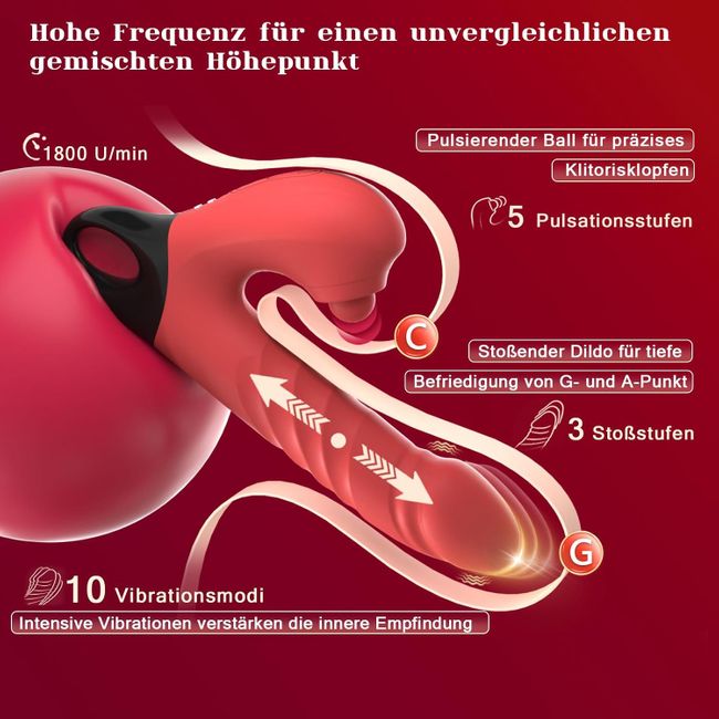 YAWNSHE Dildo Vibrator Stoßfunktion, 3 in 1 G Punkt Vibration