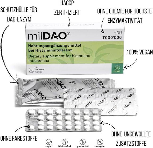 milDAO Hochaktive DAO bei Histaminintoleranz