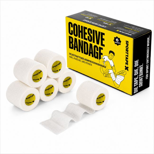 SPORTTAPE  Selbstklebender verband - 6 Rollen, 5 cm x 4,5 m weiß