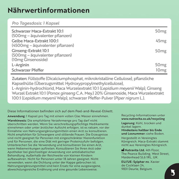 Nutravita Schwarzer Maca-Komplex mit Panax Ginseng