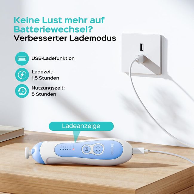 COSLUS  Elektrische Nagelfeile Baby Wiederaufladbar