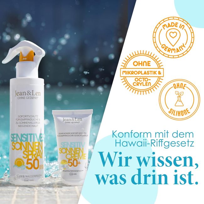 Jean & Len Sensitiv Sonnencreme 50+ LSF wasserfest