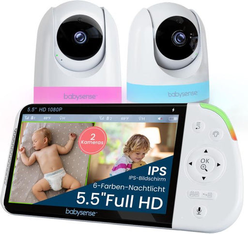Babysense Full HD Split-Screen Babyphone mit 2 Kameras