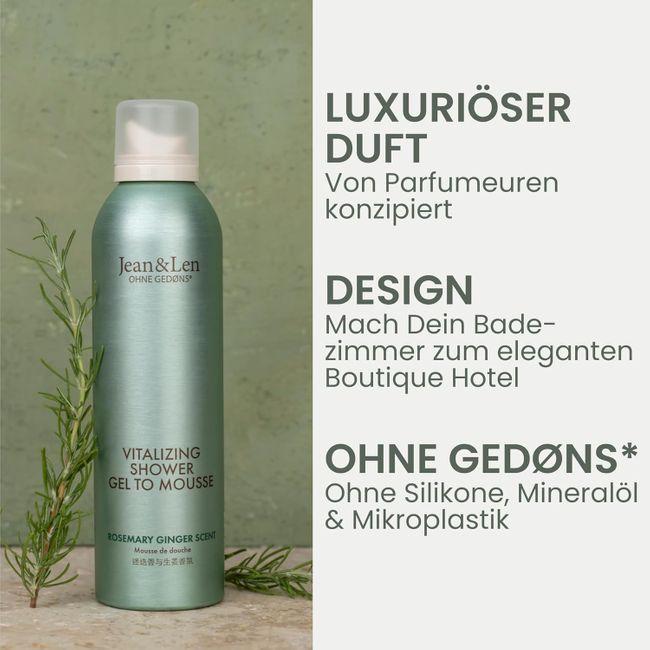 Jean & Len Vitalizing Shower Gel To Mousse Rosemary & Ginger