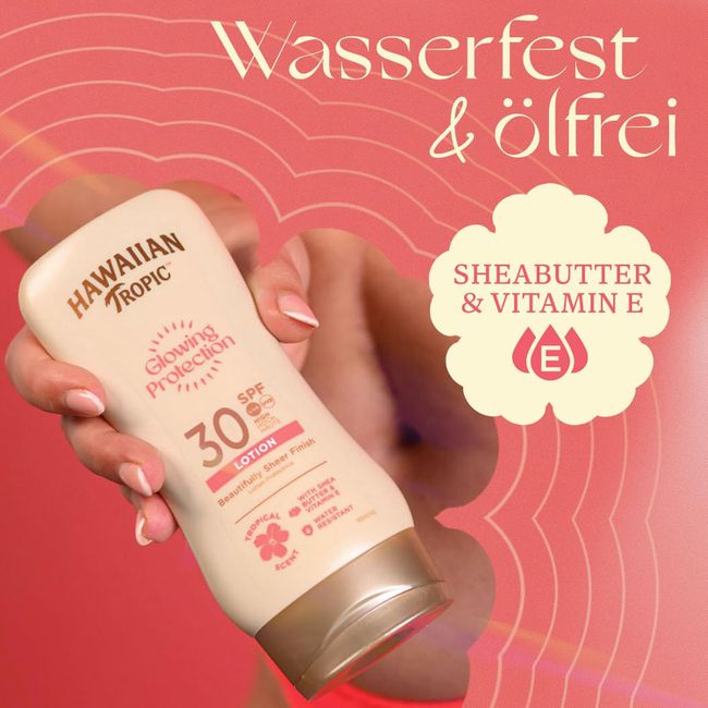 Hawaiian Tropic | Glowing Protection Sunscreen, Schützende Sonnenlotion LSF 30 UVA + UVB Schutz