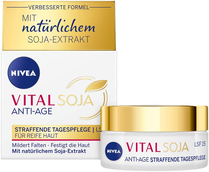 NIVEA VITAL Soja Straffende Tagespflege LSF 15, straffende Formel mit natürlichem Soja-Extrakt