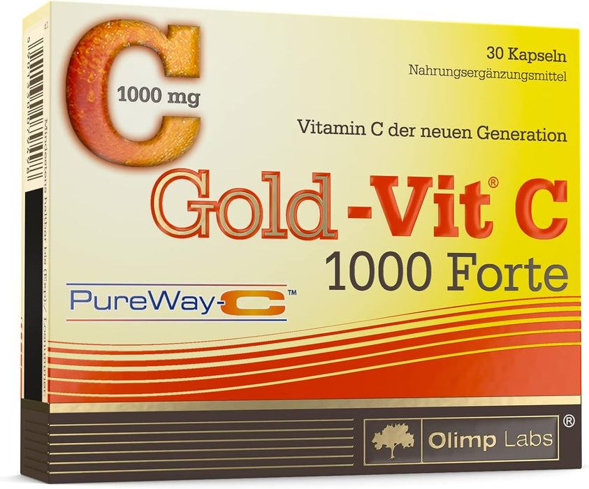 Olimp Labs- Gold-Vit C 1000 Forte. Nahrungsergänzungsmittel in Kapselform mit Vitamin C der neuen Generation PureWay-C™, einen Komplex von L-Ascorbinsäure und Zitrus-Bioflavonoide (30 Kapseln)