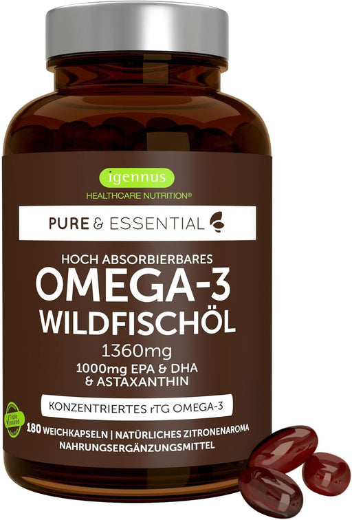 Igennus Ultra pures Omega 3 Fischöl Konzentrat mit Astaxanthin V2602-1545