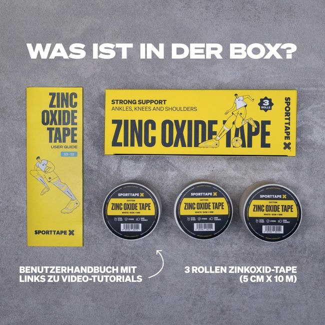 SPORTTAPE Zinkoxid 3 Rollen 5,0 cm x 10 m