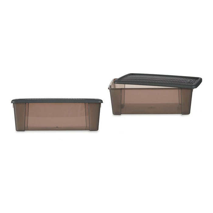 Box mit Deckel Elegance Grau Kunststoff (19,5 x 11,5 x 33 cm)