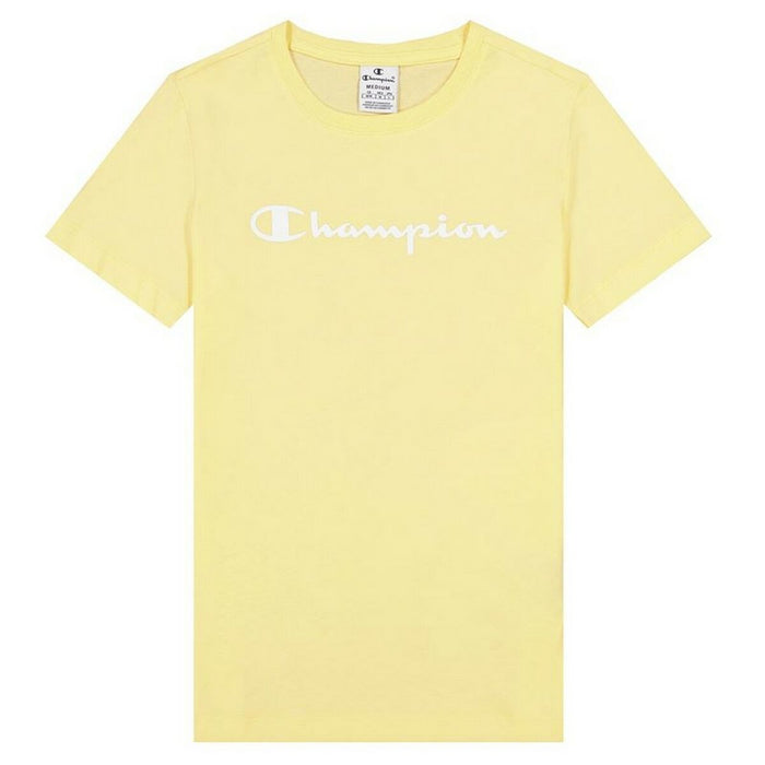 Damen Kurzarm-T-Shirt Champion  Big Script Logo Gelb