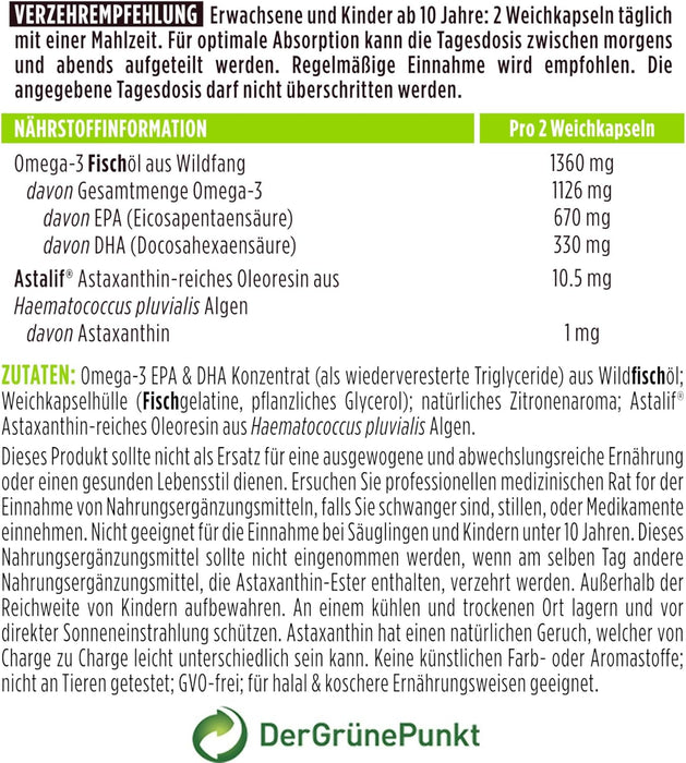 Igennus Ultra pures Omega 3 Fischöl Konzentrat mit Astaxanthin V2602-1545