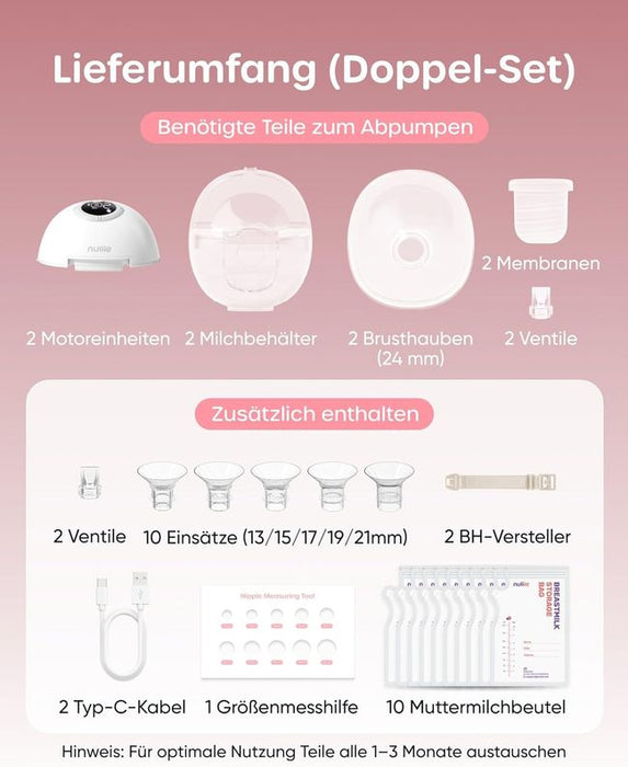 Nuliie Milchpumpe Elektrisch tragbar Rosa