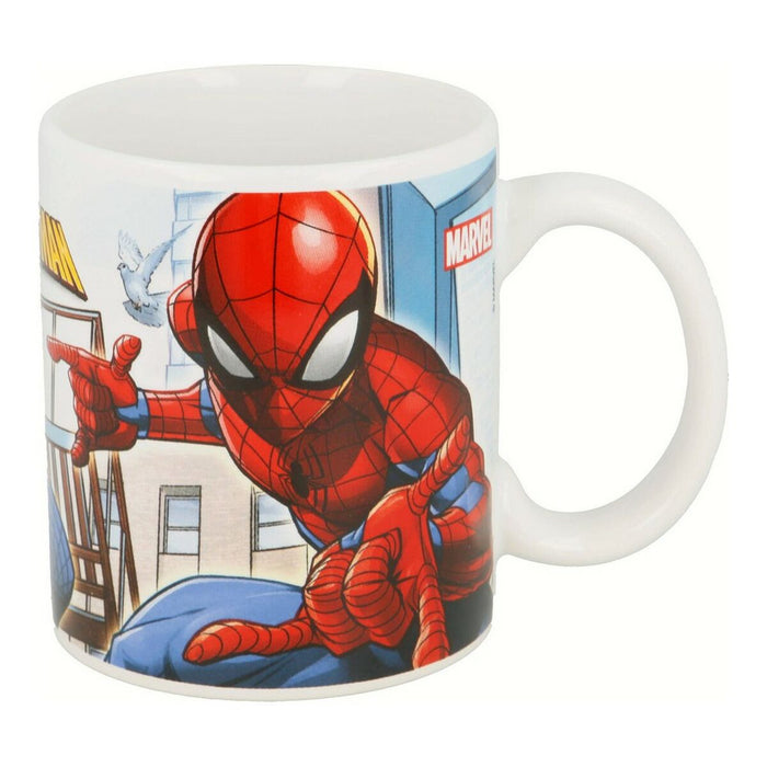 Henkelbecher Spiderman Great Power aus Keramik Rot Blau (11.7 x 10 x 8.7 cm) (350 ml)