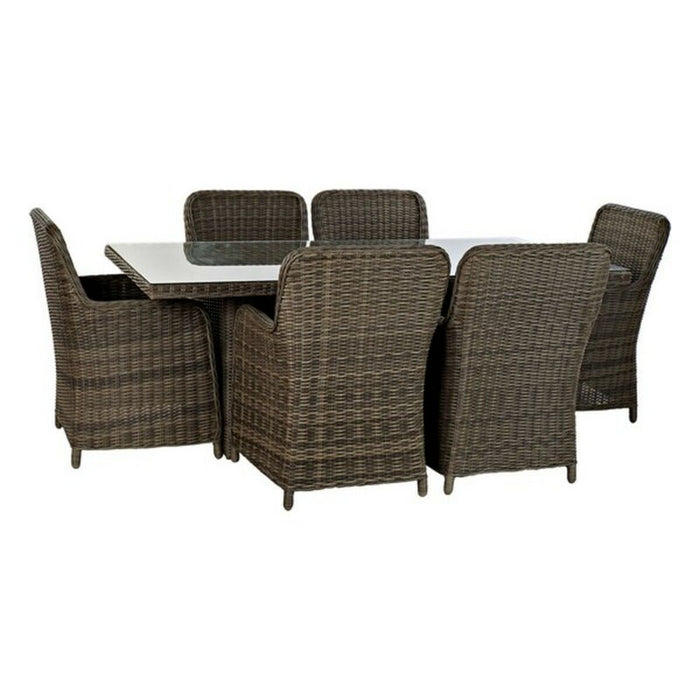 Tisch-Set mit 6 Stühlen DKD Home Decor Stahl Rattan (7 pcs)