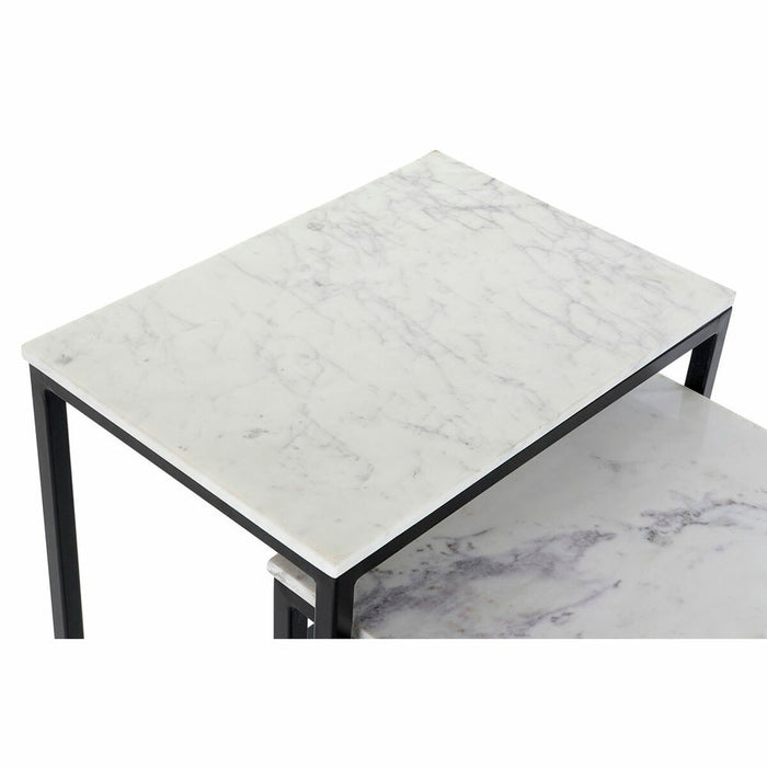 Set mit 3 Tischen DKD Home Decor Schwarz Weiß Marmor Eisen (50 x 35 x 60.5 cm) (3 pcs)