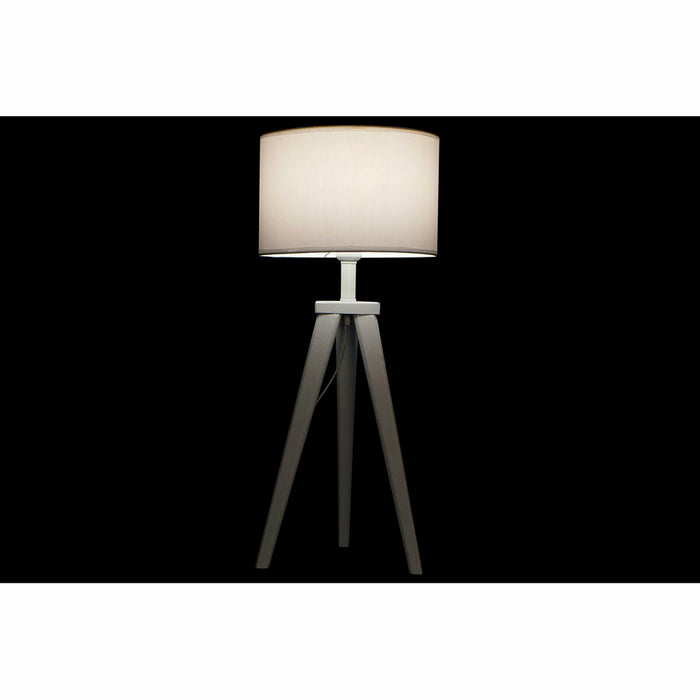 Tischlampe DKD Home Decor Weiß Polyester Holz 220 V 50 W (30 x 30 x 72 cm)