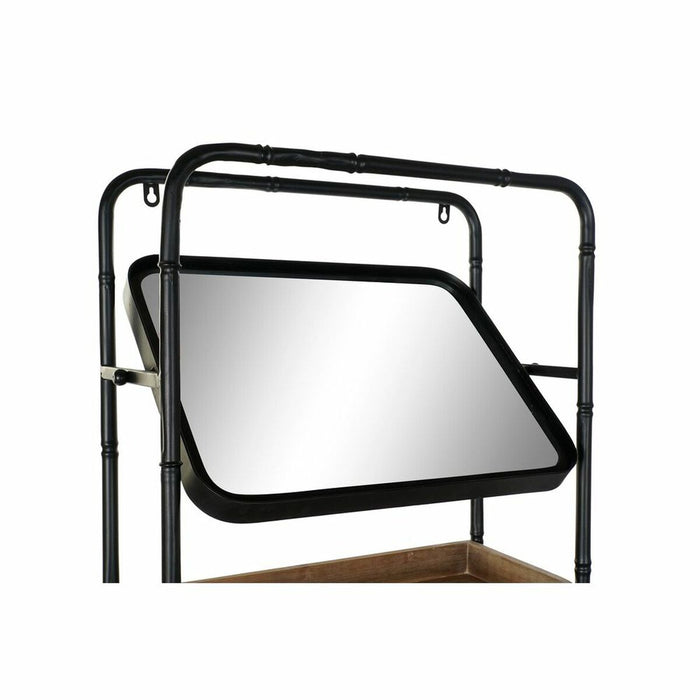 Garderobe DKD Home Decor Spiegel Schwarz Holz Metall Rattan (48 x 20.5 x 150 cm)
