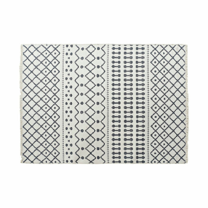 Teppich DKD Home Decor Weiß Polyester Baumwolle Dunkelgrau (160 x 230 x 1 cm)
