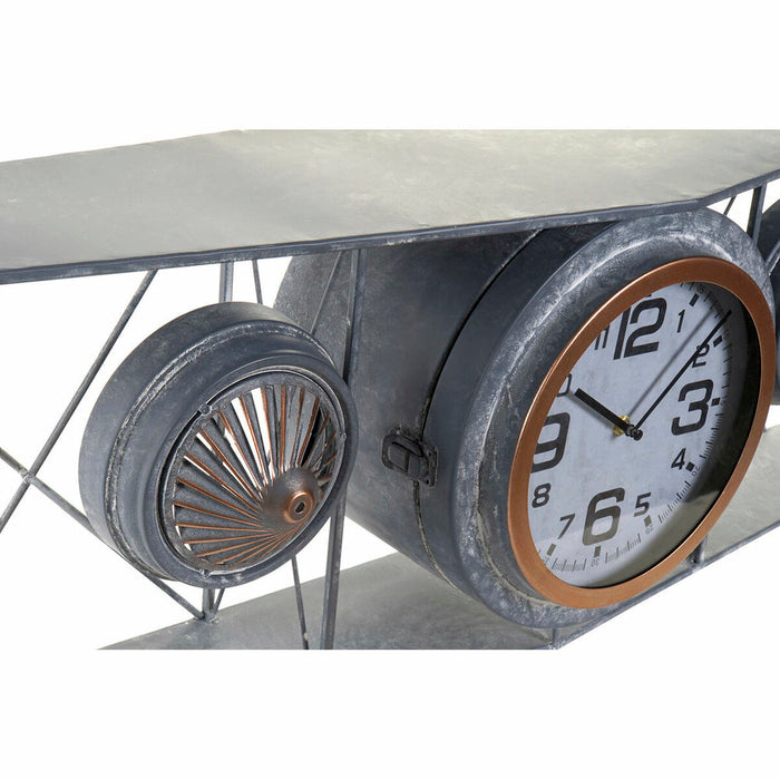 Wanduhr DKD Home Decor Kristall Eisen Flugzeug Holz MDF Dunkelgrau (120 x 21 x 33.5 cm)