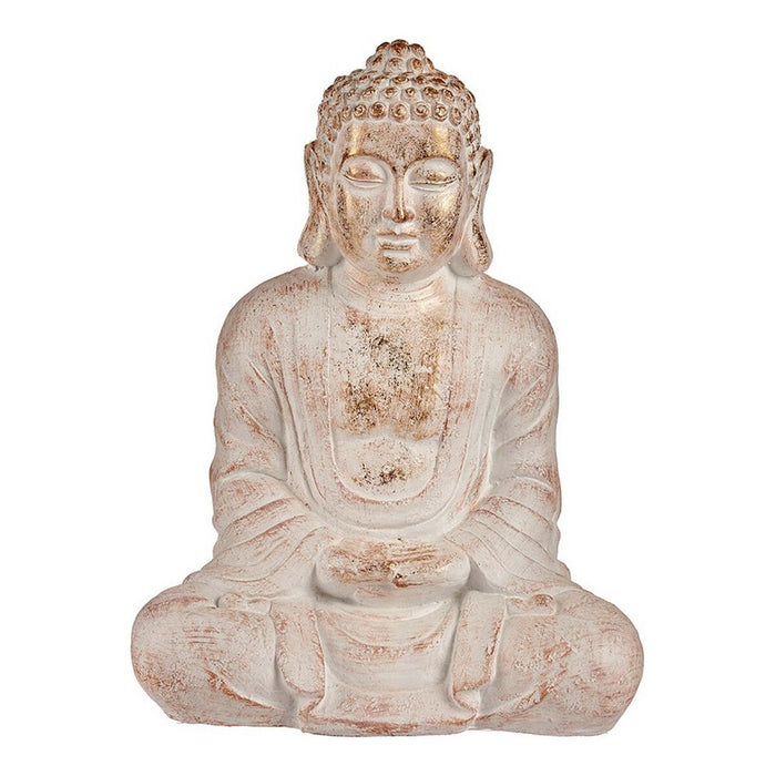 Dekorative Figur für den Garten Buddha Weiß/Golden Polyesterharz (25 x 57 x 42,5 cm)
