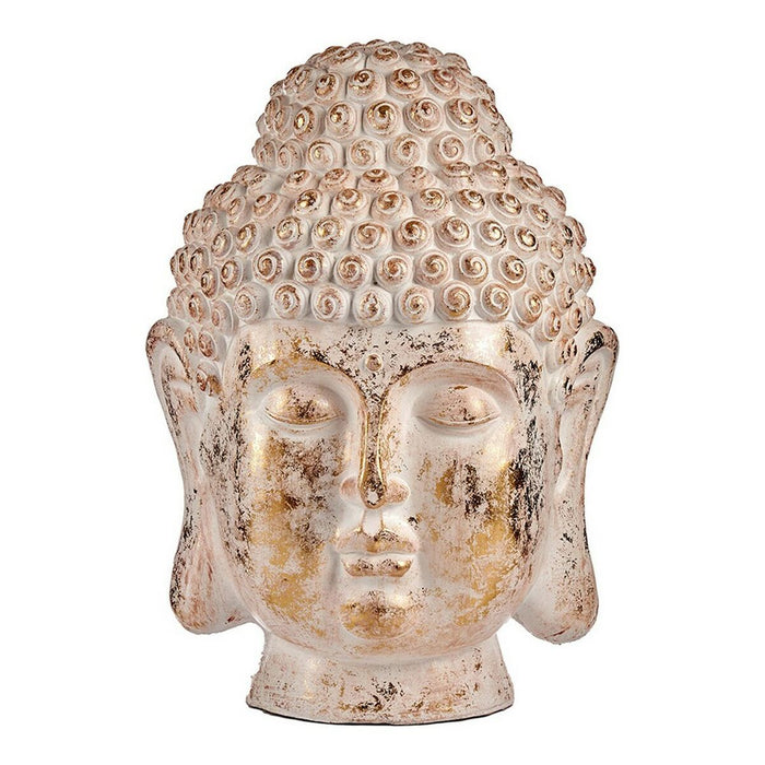 Dekorative Figur für den Garten Buddha Kopf Weiß/Golden Polyesterharz (45,5 x 68 x 48 cm)
