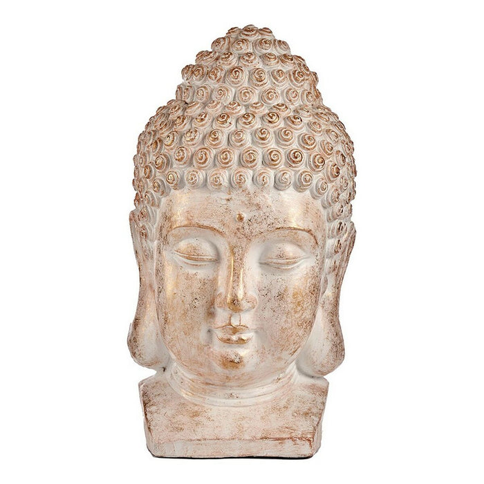 Dekorative Figur für den Garten Buddha Kopf Weiß/Golden Polyesterharz (35 x 65,5 x 38 cm)