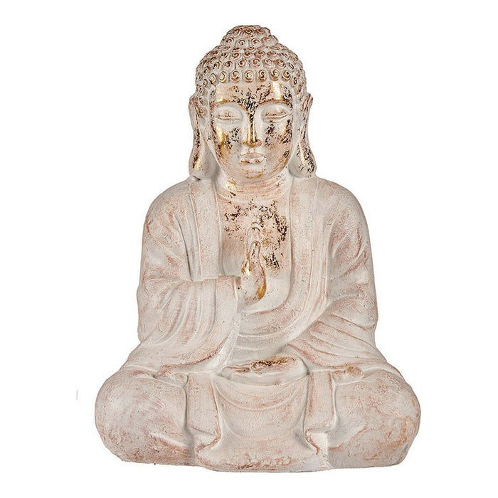 Dekorative Figur für den Garten Buddha Weiß/Golden Polyesterharz (23,5 x 49 x 36 cm)
