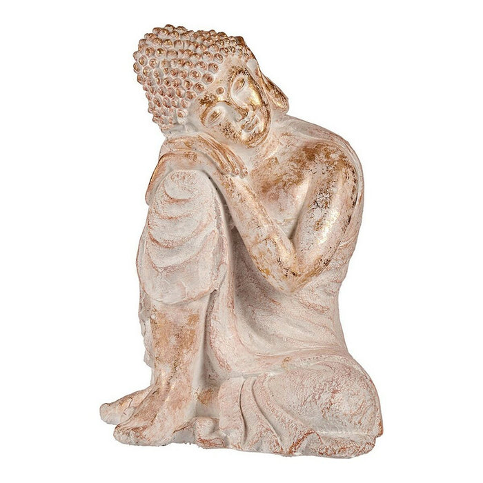 Dekorative Figur für den Garten Buddha Weiß/Golden Polyesterharz (35,5 x 54,5 x 42 cm)