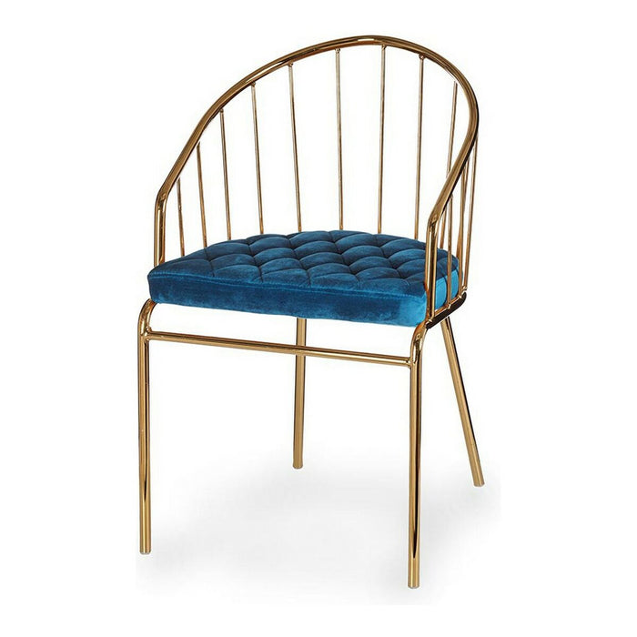 Stuhl Blau Golden Stangen Polyester Eisen (51 x 81 x 52 cm)