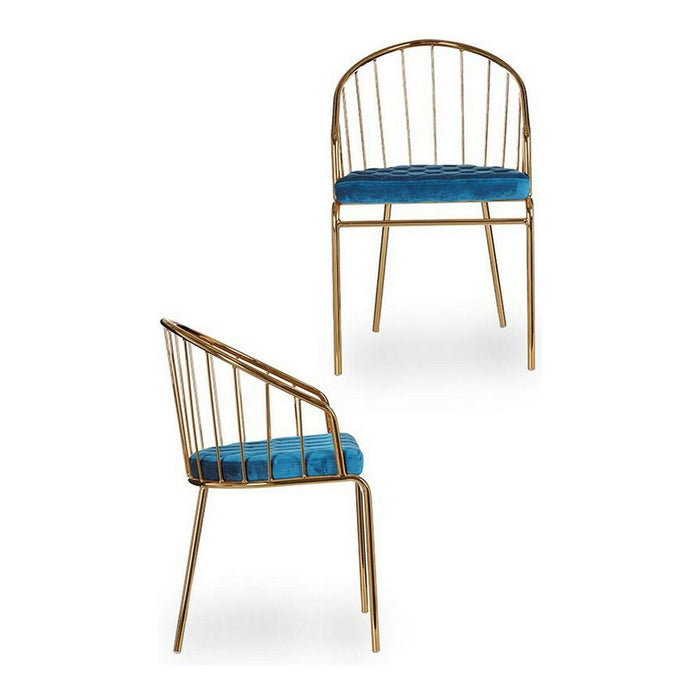 Stuhl Blau Golden Stangen Polyester Eisen (51 x 81 x 52 cm)