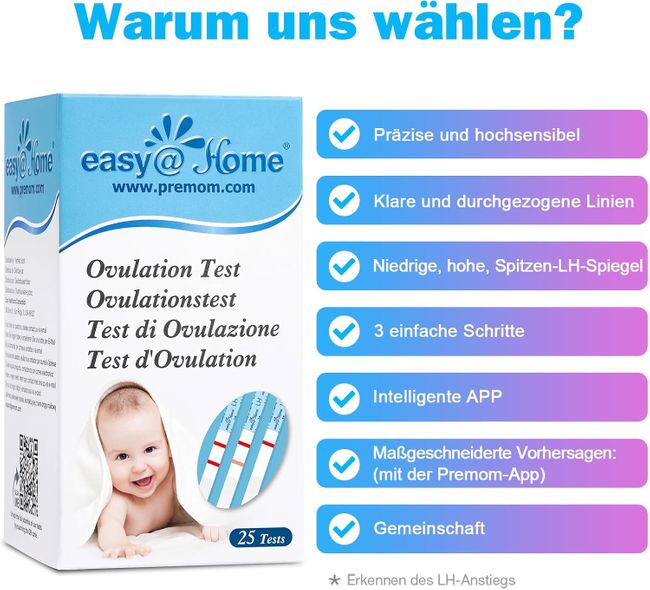 Easy@Home Ovulationstest Kinderwunsch Fruchtbarkeitstest für Frauen V2602-0938