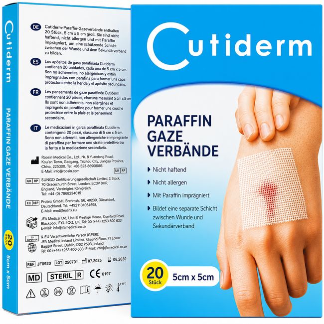 Cutiderm sterile Paraffingaze-Kompresse 5 cm x 5 cm
