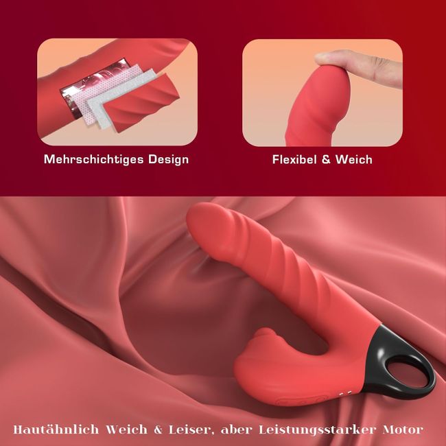 YAWNSHE Dildo Vibrator Stoßfunktion, 3 in 1 G Punkt Vibration