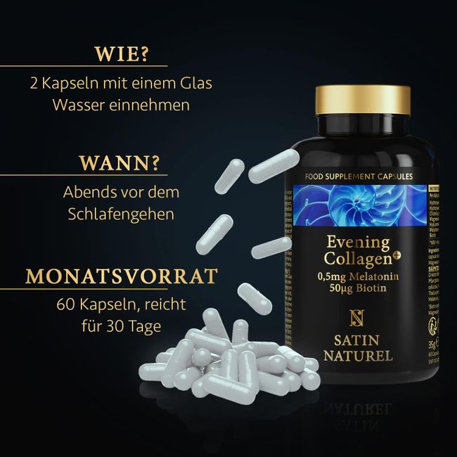 Satin Naturel Melatonin + Hyaluron Kollagen Kapseln