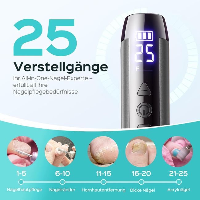COSLUS Kabellos Tragbar Elektrischer Nagelfräser