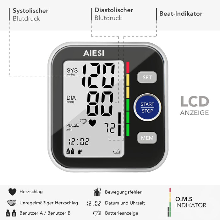 AIESI A6 digitales Oberarm-Blutdruckmessgerät